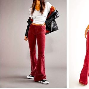 we the free dark red flare pants